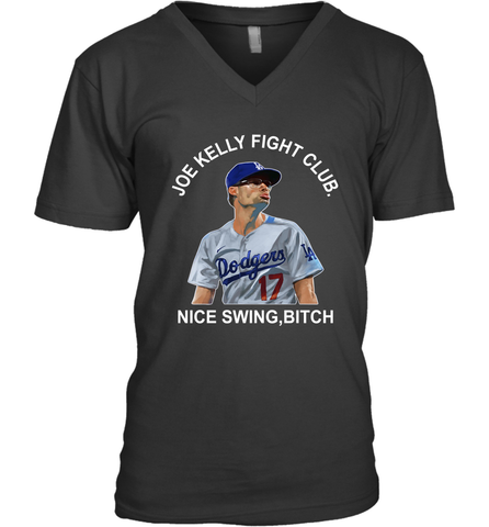 Joe Kelly Fight Club Nice Swing Bitch Mens V-Neck T-Shirt Mens V-Neck T-Shirt / Black / S Mens V-Neck T-Shirt - globaltrendtees