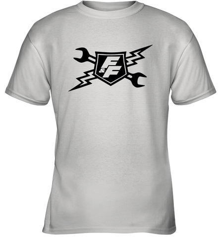 Fast & Furious Racing Shield Motif Youth T-Shirt Youth T-Shirt / White / XS Youth T-Shirt - globaltrendtees