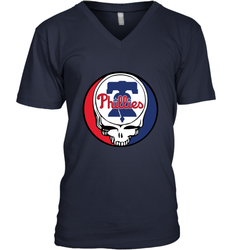 Philadelphia Phillies Grateful Dead Baseball Steal Your Face MLB Men's V-Neck T-Shirt