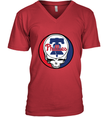 Philadelphia Phillies Grateful Dead Baseball Steal Your Face MLB Men's V-Neck T-Shirt Men's V-Neck T-Shirt - globaltrendtees