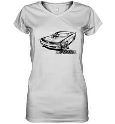 Fast & Furious Dom's Charger with Engine Women's V-Neck T-Shirt