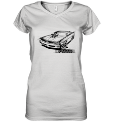 Fast & Furious Dom's Charger with Engine Women's V-Neck T-Shirt Women's V-Neck T-Shirt - globaltrendtees