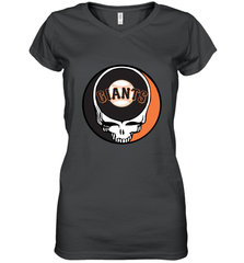 San Francisco Giants Grateful Dead Baseball Steal Your Face MLB Women's V-Neck T-Shirt Women's V-Neck T-Shirt - globaltrendtees