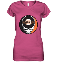 San Francisco Giants Grateful Dead Baseball Steal Your Face MLB Women's V-Neck T-Shirt Women's V-Neck T-Shirt - globaltrendtees