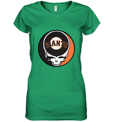 San Francisco Giants Grateful Dead Baseball Steal Your Face MLB Women's V-Neck T-Shirt Women's V-Neck T-Shirt - globaltrendtees