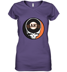 San Francisco Giants Grateful Dead Baseball Steal Your Face MLB Women's V-Neck T-Shirt Women's V-Neck T-Shirt - globaltrendtees