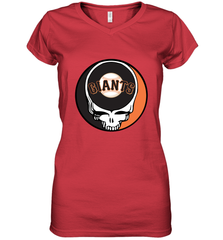 San Francisco Giants Grateful Dead Baseball Steal Your Face MLB Women's V-Neck T-Shirt Women's V-Neck T-Shirt - globaltrendtees