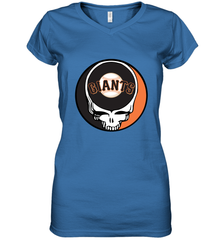 San Francisco Giants Grateful Dead Baseball Steal Your Face MLB Women's V-Neck T-Shirt Women's V-Neck T-Shirt - globaltrendtees