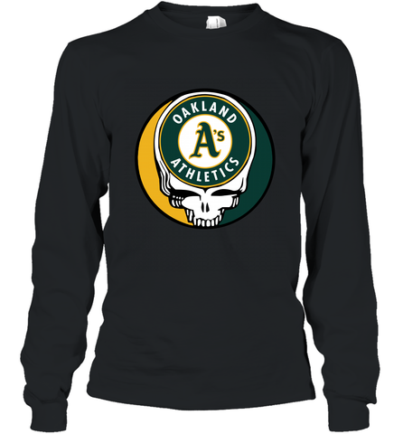 Oakland Athletics Grateful Dead Baseball Steal Your Face MLB Long Sleeve T-Shirt Long Sleeve T-Shirt / Black / S Long Sleeve T-Shirt - globaltrendtees