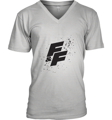 Fast & Furious Paint Splatter Bold Logo Men's V-Neck T-Shirt Men's V-Neck T-Shirt / White / S Men's V-Neck T-Shirt - globaltrendtees