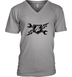 Fast & Furious Racing Shield Motif Men's V-Neck T-Shirt
