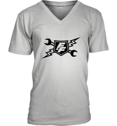 Fast & Furious Racing Shield Motif Men's V-Neck T-Shirt