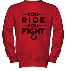 Fast & Furious You Ride You Fight Word Stack Youth Crewneck Sweatshirt Youth Crewneck Sweatshirt - globaltrendtees