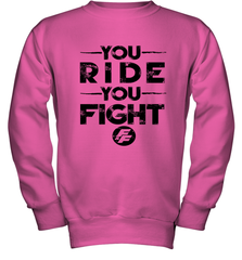 Fast & Furious You Ride You Fight Word Stack Youth Crewneck Sweatshirt Youth Crewneck Sweatshirt - globaltrendtees