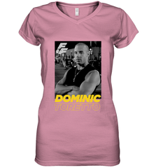 Fast & Furious Dominic Toretto Dom Portrait Logo Women's V-Neck T-Shirt Women's V-Neck T-Shirt - globaltrendtees