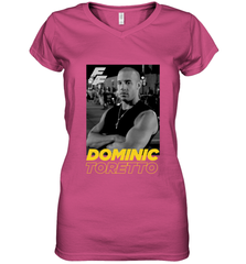 Fast & Furious Dominic Toretto Dom Portrait Logo Women's V-Neck T-Shirt Women's V-Neck T-Shirt - globaltrendtees