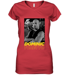 Fast & Furious Dominic Toretto Dom Portrait Logo Women's V-Neck T-Shirt Women's V-Neck T-Shirt - globaltrendtees
