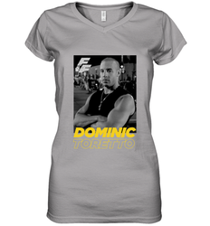 Fast & Furious Dominic Toretto Dom Portrait Logo Women's V-Neck T-Shirt