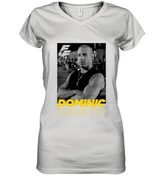 Fast & Furious Dominic Toretto Dom Portrait Logo Women's V-Neck T-Shirt