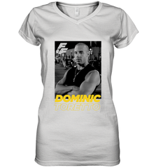 Fast & Furious Dominic Toretto Dom Portrait Logo Women's V-Neck T-Shirt Women's V-Neck T-Shirt - globaltrendtees