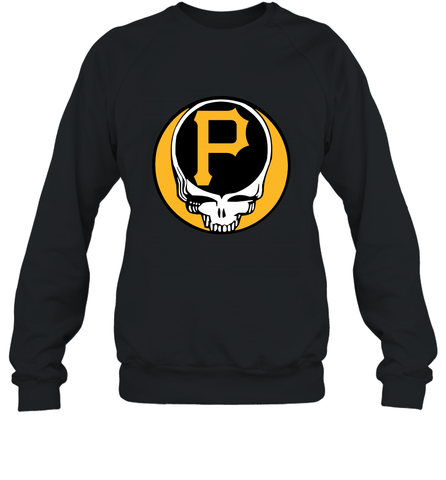 Pittsburgh Pirates Grateful Dead Baseball Steal Your Face MLB Crewneck Sweatshirt Crewneck Sweatshirt / Black / S Crewneck Sweatshirt - globaltrendtees