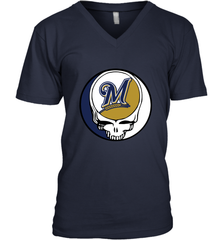 Milwaukee Brewers Grateful Dead Baseball Steal Your Face MLB Men's V-Neck T-Shirt Men's V-Neck T-Shirt - globaltrendtees