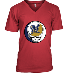 Milwaukee Brewers Grateful Dead Baseball Steal Your Face MLB Men's V-Neck T-Shirt Men's V-Neck T-Shirt - globaltrendtees