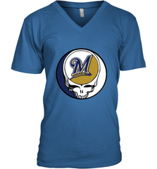 Milwaukee Brewers Grateful Dead Baseball Steal Your Face MLB Men's V-Neck T-Shirt Men's V-Neck T-Shirt - globaltrendtees