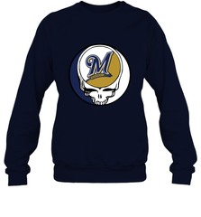 Milwaukee Brewers Grateful Dead Baseball Steal Your Face MLB Crewneck Sweatshirt Crewneck Sweatshirt - globaltrendtees