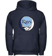 Tampa Bay Rays Grateful Dead Baseball Steal Your Face MLB Youth Hooded Sweatshirt Youth Hooded Sweatshirt - globaltrendtees