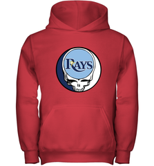 Tampa Bay Rays Grateful Dead Baseball Steal Your Face MLB Youth Hooded Sweatshirt Youth Hooded Sweatshirt - globaltrendtees