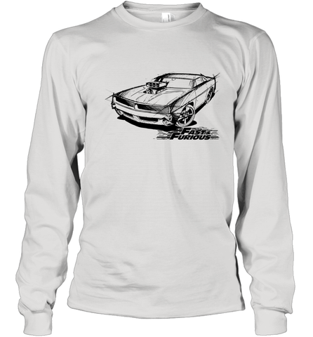 Fast & Furious Dom's Charger with Engine Youth Long Sleeve T-Shirt Youth Long Sleeve T-Shirt / White / S Youth Long Sleeve T-Shirt - globaltrendtees