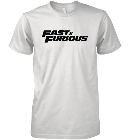 Fast & Furious Flat Black Bold Movie Logo Men's Premium T-Shirt Men's Premium T-Shirt / White / XS Men's Premium T-Shirt - globaltrendtees