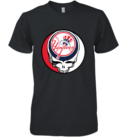 New York Yankees Grateful Dead Baseball Steal Your Face MLB Men's Premium T-Shirt Men's Premium T-Shirt / Black / XS Men's Premium T-Shirt - globaltrendtees
