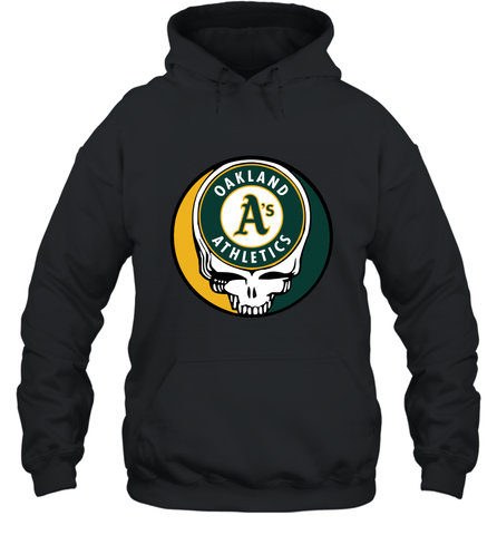Oakland Athletics Grateful Dead Baseball Steal Your Face MLB Hooded Sweatshirt Hooded Sweatshirt / Black / S Hooded Sweatshirt - globaltrendtees