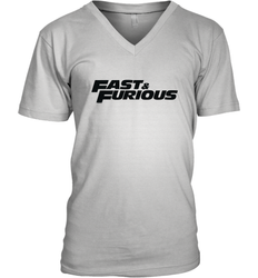 Fast & Furious Flat Black Bold Movie Logo Men's V-Neck T-Shirt