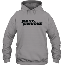 Fast & Furious Flat Black Bold Movie Logo Hooded Sweatshirt Hooded Sweatshirt - globaltrendtees