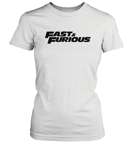 Fast & Furious Flat Black Bold Movie Logo Women's T-Shirt Women's T-Shirt / White / S Women's T-Shirt - globaltrendtees
