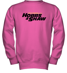 Fast & Furious Hobbs & Shaw Yellow And Black Movie Logo Youth Crewneck Sweatshirt Youth Crewneck Sweatshirt - globaltrendtees