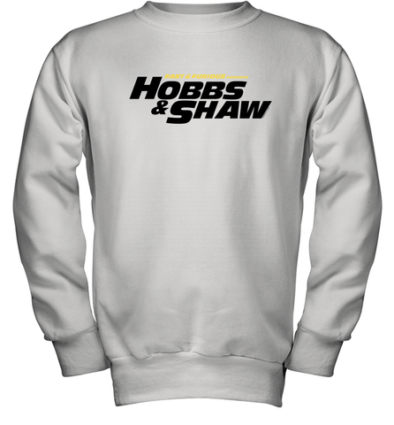 Fast & Furious Hobbs & Shaw Yellow And Black Movie Logo Youth Crewneck Sweatshirt Youth Crewneck Sweatshirt / White / XS Youth Crewneck Sweatshirt - globaltrendtees