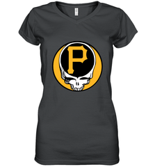 Pittsburgh Pirates Grateful Dead Baseball Steal Your Face MLB Women's V-Neck T-Shirt Women's V-Neck T-Shirt - globaltrendtees