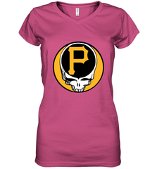 Pittsburgh Pirates Grateful Dead Baseball Steal Your Face MLB Women's V-Neck T-Shirt Women's V-Neck T-Shirt - globaltrendtees