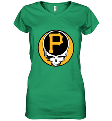 Pittsburgh Pirates Grateful Dead Baseball Steal Your Face MLB Women's V-Neck T-Shirt Women's V-Neck T-Shirt - globaltrendtees