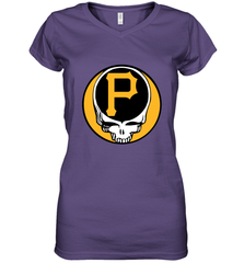 Pittsburgh Pirates Grateful Dead Baseball Steal Your Face MLB Women's V-Neck T-Shirt Women's V-Neck T-Shirt - globaltrendtees