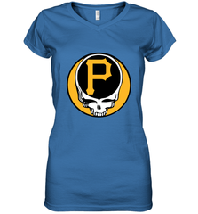 Pittsburgh Pirates Grateful Dead Baseball Steal Your Face MLB Women's V-Neck T-Shirt Women's V-Neck T-Shirt - globaltrendtees
