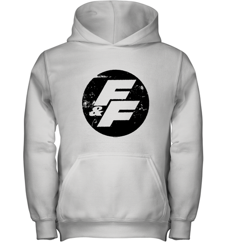 Fast and Furious Distressed Circle Logo Youth Hooded Sweatshirt Youth Hooded Sweatshirt / White / XS Youth Hooded Sweatshirt - globaltrendtees