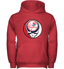 New York Yankees Grateful Dead Baseball Steal Your Face MLB Youth Hooded Sweatshirt Youth Hooded Sweatshirt - globaltrendtees