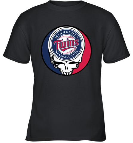 Minnesota Twins Grateful Dead Baseball Steal Your Face MLB Youth T-Shirt Youth T-Shirt / Black / XS Youth T-Shirt - globaltrendtees