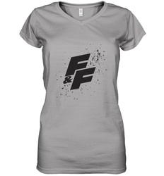 Fast & Furious Paint Splatter Bold Logo Women's V-Neck T-Shirt