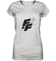 Fast & Furious Paint Splatter Bold Logo Women's V-Neck T-Shirt
